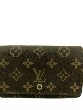 Louis Vuitton Brown Monogram Canvas Wallet with Gold Snap